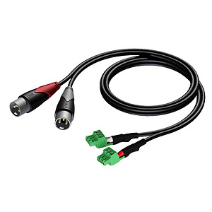 0.5m Dual Terminal Block - Dual XLR Male Cable