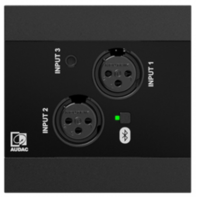 AUDAC NWP320PLUS/B NETWORKED AUDIO INPUT PANEL 2X XLR + 3.5MM BLUETOOTH 4-CH DANTE/AES67 BLACK