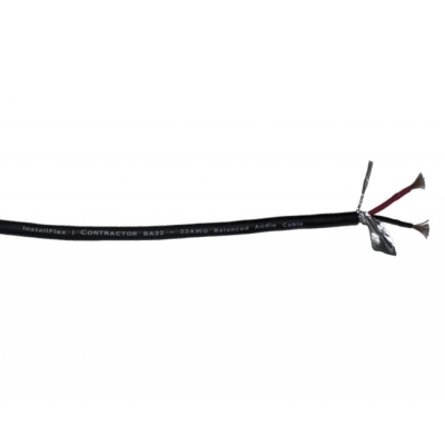 INSTALLFLEX BA22/200 2-CORE+SHIELD 22AWG BALANCED AUDIO CABLE 200M REEL BLACK