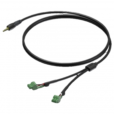 PROCAB CLA833 1.5M 3.5MM STEREO JACK MALE TO 2X 3P TERMINAL BLOCK INSTALL CABLE BLACK
