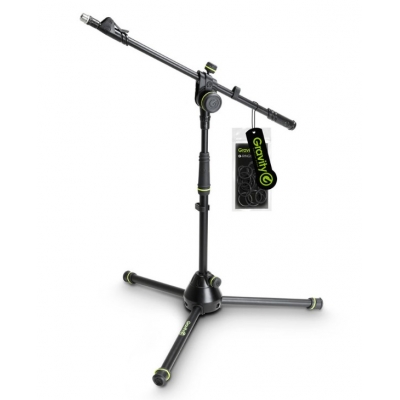 GRAVITY GMS4222B SHORT MIC STAND W/ FOLDING TRIPOD BASE & 2 POINT ADJ TELE BOOM
