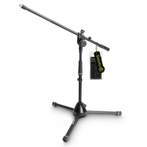 GRAVITY GMS4221B SHORT MICROPHONE STAND WITH FOLDING TRIPOD BASE & 2 POINT ADJUSTMENT BOOM