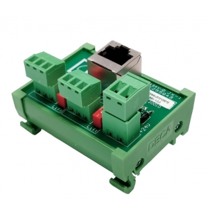 AUDAC ARJ12P JUNCTION BOX RJ45 TO 2X 3-PIN TERMINAL BLOCK MINI DIN RAIL GREEN