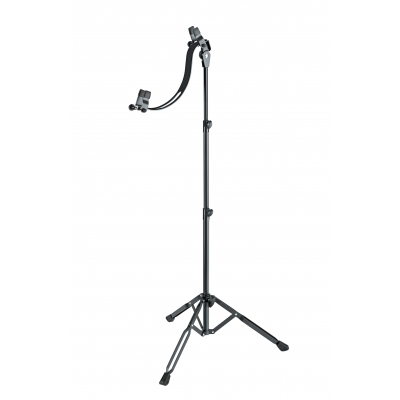 K&M 14760 GUITAR PERFORMER STAND HEIGHT 690–1550MM 3-PIECE FOLDING STEEL FELT-LINED SUPPORT BLACK