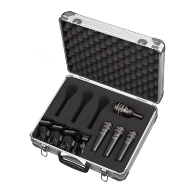 AUDIX ADX-DP4 4-PIECE PRO DRUM MIC PACKAGE (1X D6 KICK MIC, 3X I5 INSTRUMENT MICS) ALUMINUM ROAD CASE