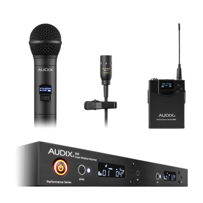 AUDIX AUD-AP42-C210-A R42 DUAL WIRELESS MIC SYSTEM H60-OM2 HANDHELD + B60 BODYPACK + ADX10 BAND A 522-554MHZ