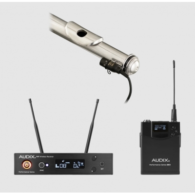AUDIX AUD-AP41-FLUTE-A R41 WIRELESS RECEIVER WITH BP60 BODYPACK TRANSMITTER ADX10 MIC AND FLUTE CLIP A 522-554