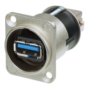 NEUTRIK NAUSB3 D-SIZE USB 3.0 FEED-THROUGH USB-A TO USB-B (REVERSIBLE) NICKEL SHELL