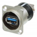 NEUTRIK NAUSB3 D-SIZE USB 3.0 FEED-THROUGH USB-A TO USB-B (REVERSIBLE) NICKEL SHELL